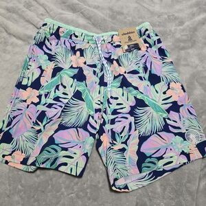 Chubbies Leafy Paradise Swim Trunks - Navy and Pastel